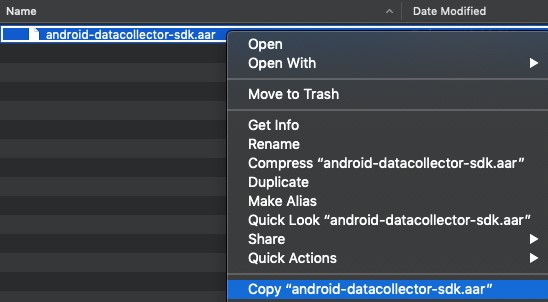 Behavioral Data Collector - Android Project Integration - Vesta
